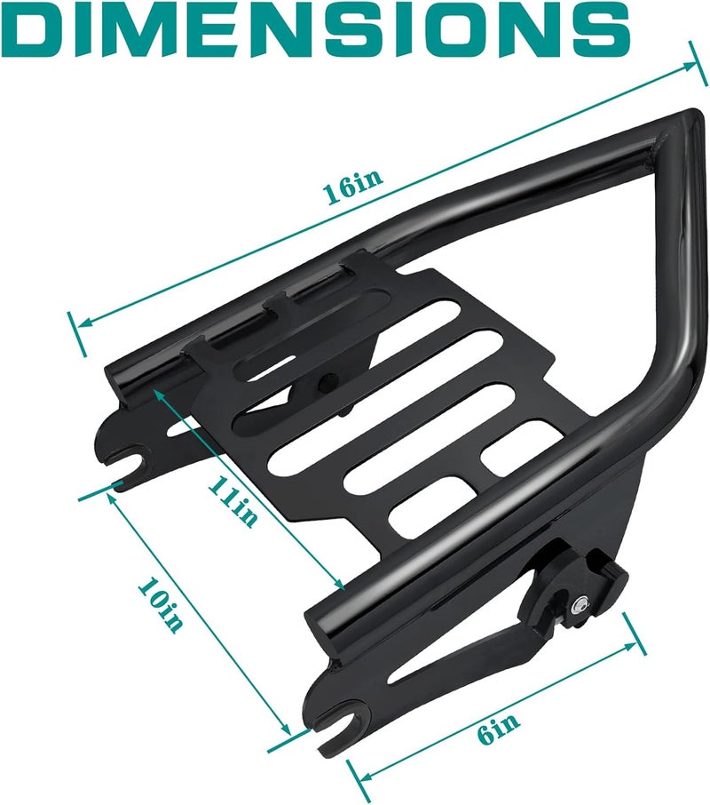VPZMT Detachable Mounting Luggage Racks for 2009-2025 Harley Davidson Touring/Street Glide/Electra Glide/Road King/Road Glide Modles, Rear Grab Handles Bracket Kit (Black) - Image 3